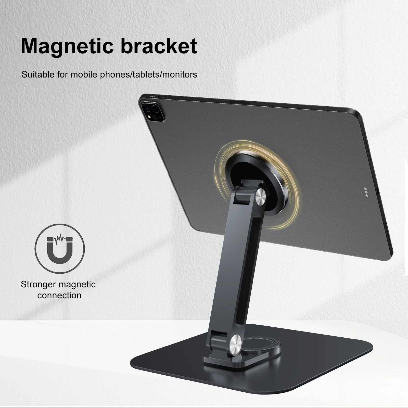 Magnetic Metal Stand 360° Rotating Bracket Universal Holder for 7-21.5 inch Portable Monitors iPads iPhone