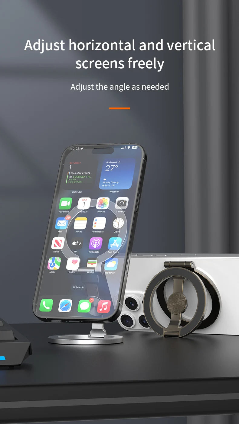 For Double-Sided Magnetic Phone Ring Holder for MagSafe Kickstand Magnet Grip for iPhone 16 15 14 For Huawei Xiaomi Stand Holder