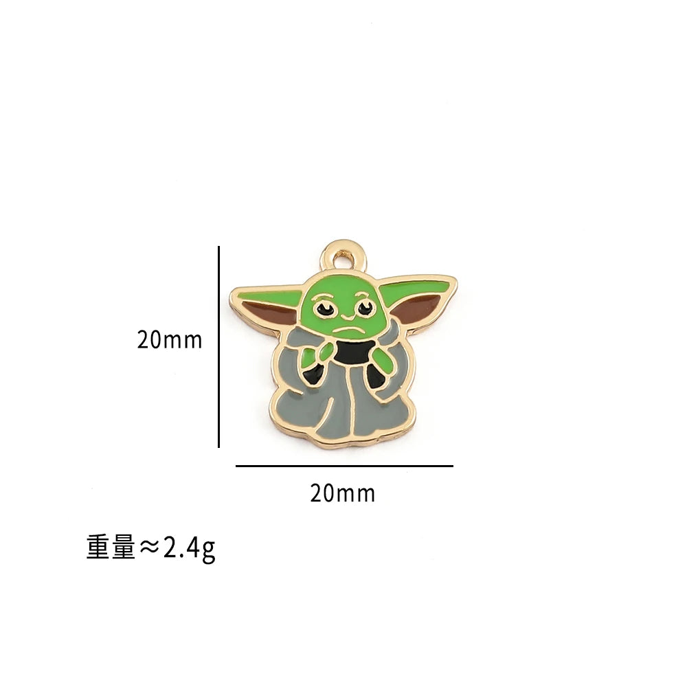 Wholesale 20pc Disnes Sta War Baby Yoda Grogu Mandalorian Charms New Alloy Metal Drop Oil DIY Bracelet Necklace Jewelry Making