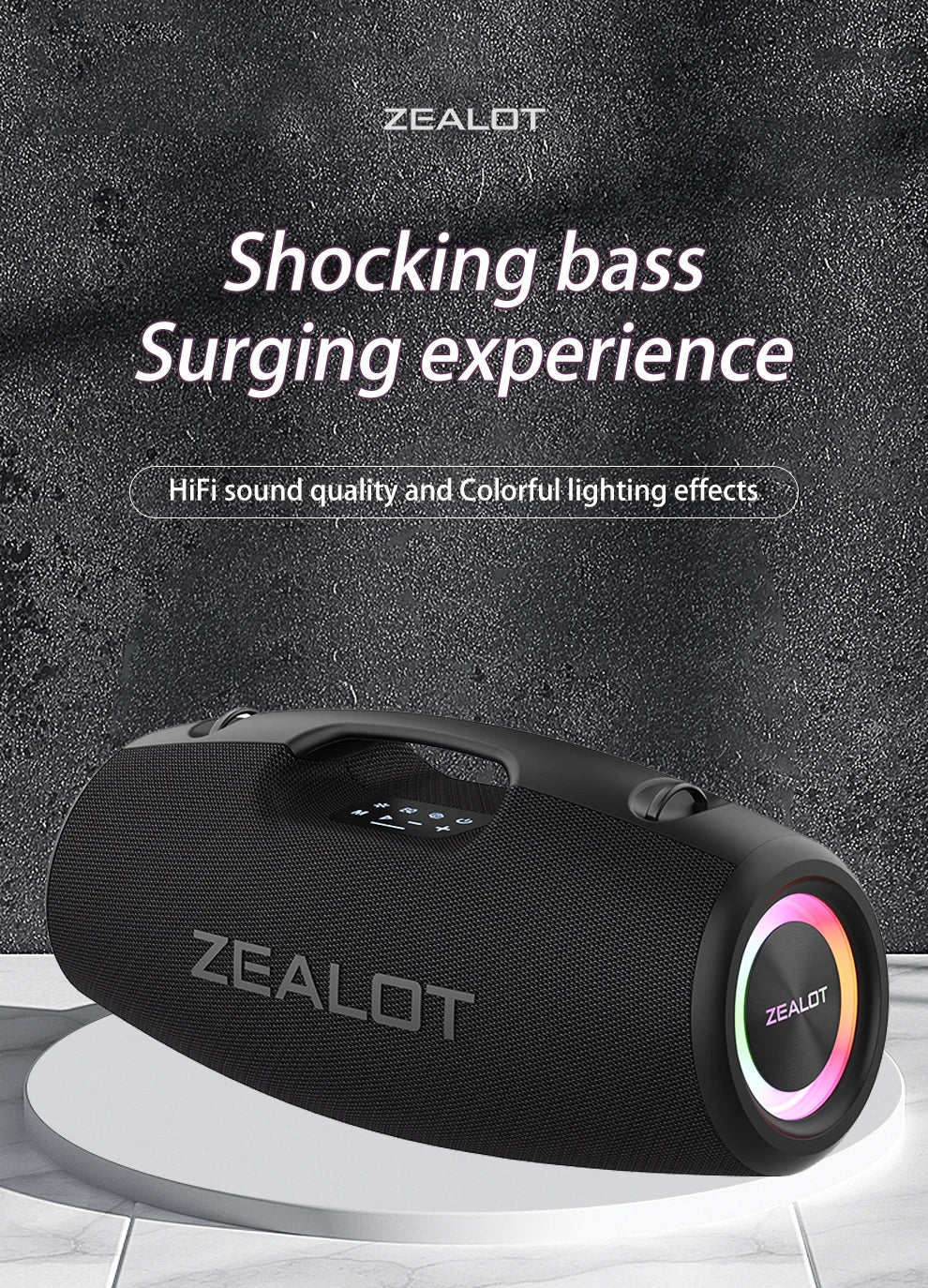 ZEALOT S78 100W Wireless Speakers, DSP Technology ,Dream Light, Outdoor Portable Subwoofer Speaker , Dual Pairing,24000mAh.