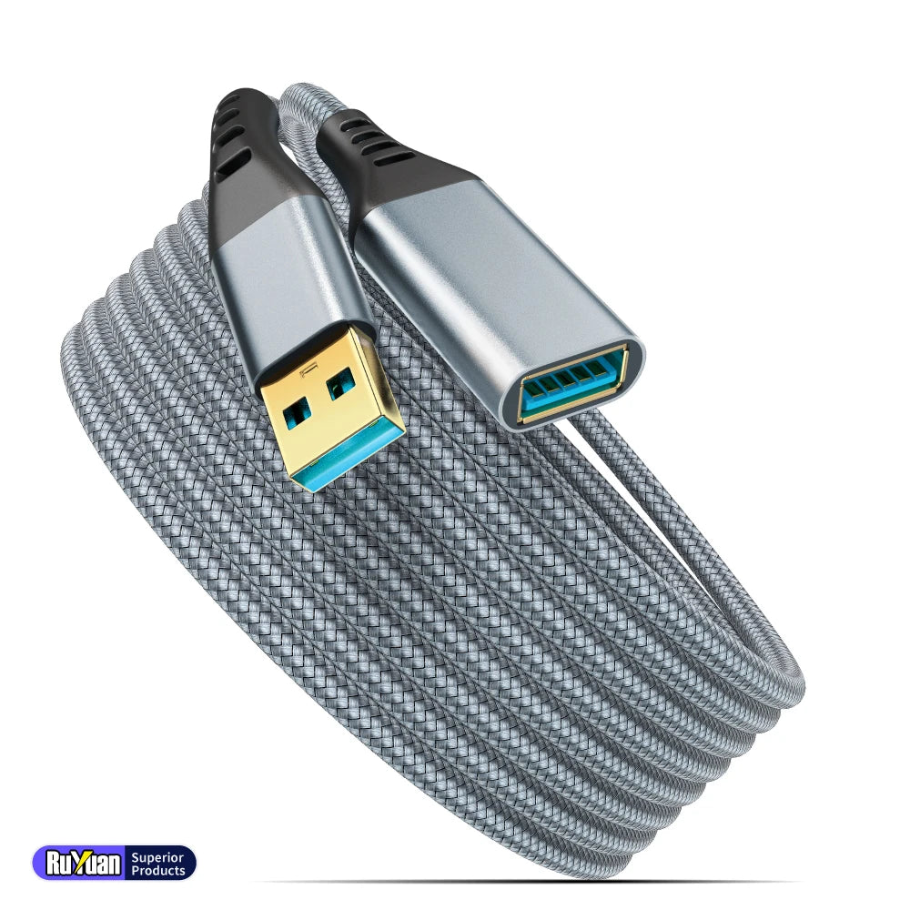 USB3.0 Extensions Cable Type A Male to Female Sturdy Braided Material Fast Data Transfer Compatible with USB Keyboard,Mouse
