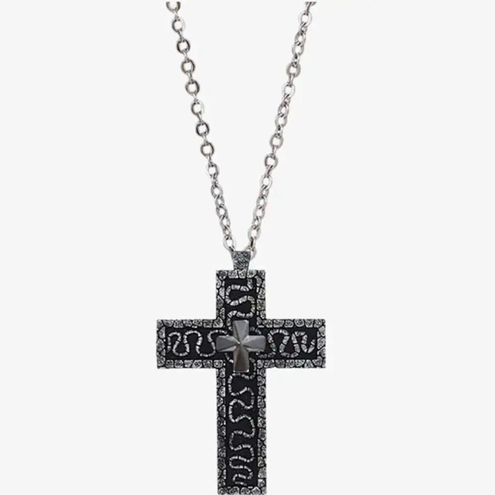 With Secret Compartment Cross Pendant Necklace Openable 3D Printed Chain Pendant Necklace Zinc Alloy Vintage Charm Jewelry Gift