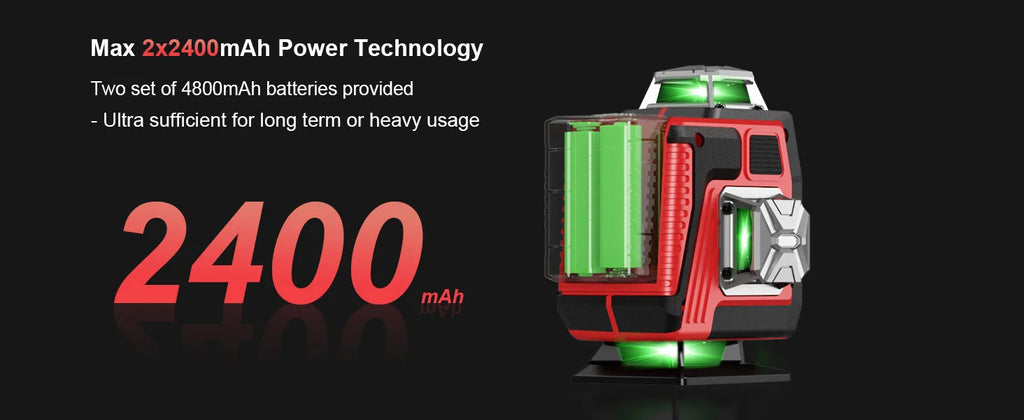 LFINE 16 Lines Professional Laser Level with Suitcase Automatic 360°Self-leveling Laser Horizontal Vertical Green Lines Tools