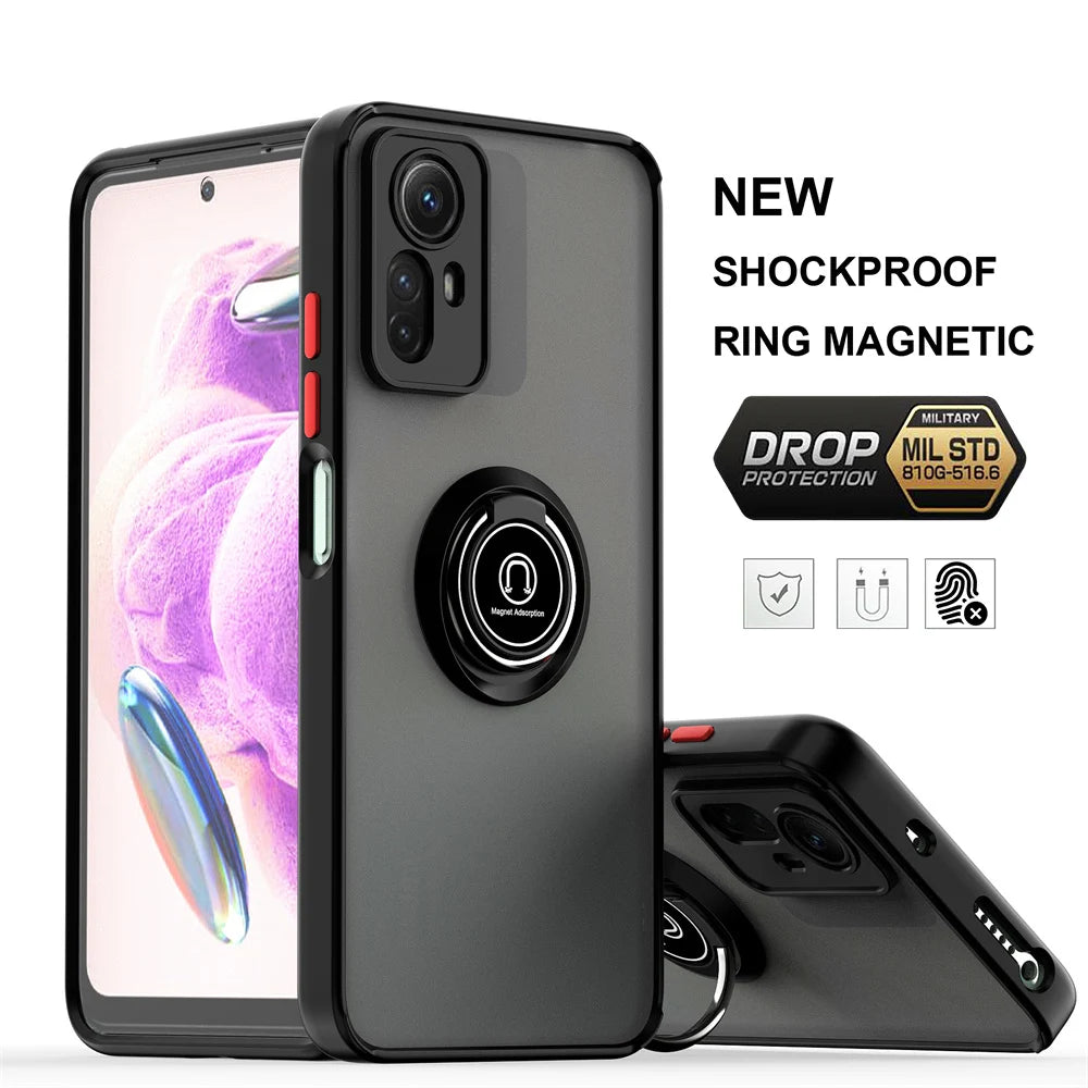 For Xiaomi Redmi Note 14 13 12S 4G 12 11 Pro 10 8 9S Redmi 9 10 10C 12 Cover NEW Shockproof Magnetic Case  Ring Holder
