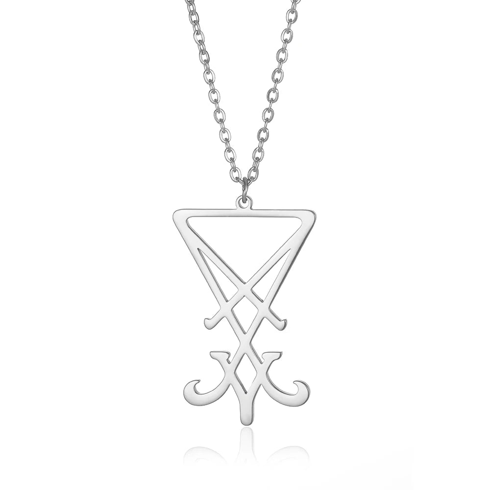 Gold Color Moon Cross Lilith Symbol Pendants Necklace For Women Stainless Steel Charms Astrological Symbol Sign Amulet Jewelry