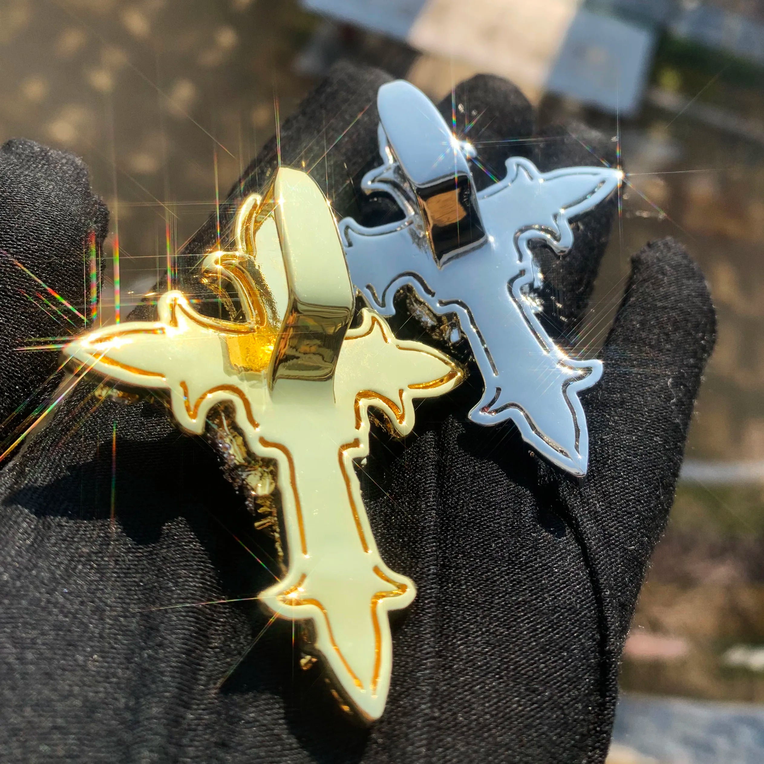 CUC Skull Cross Hip Hop Pendant Men Women Necklace Gold Silver Color Chain Cubic Zirconia Rock Rapper Jewelry