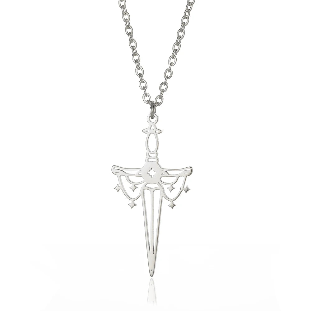 Gold Color Moon Cross Lilith Symbol Pendants Necklace For Women Stainless Steel Charms Astrological Symbol Sign Amulet Jewelry