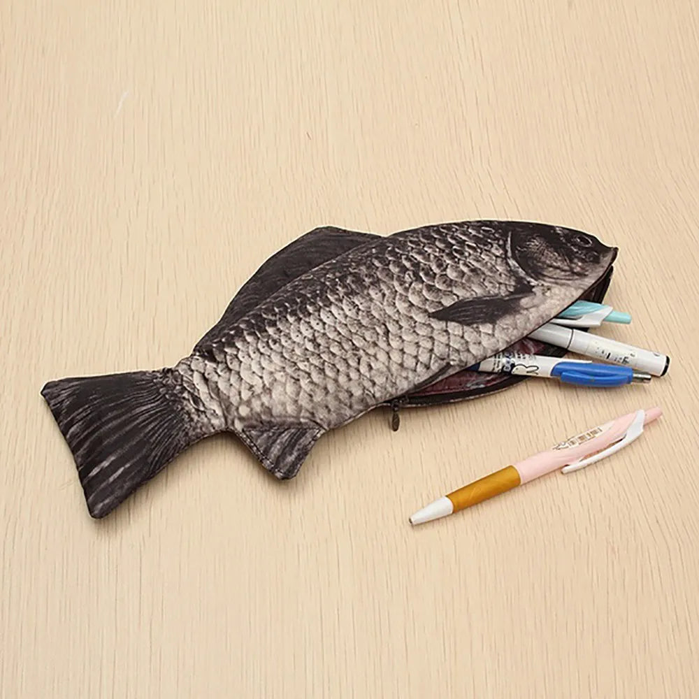 Pen Bag Realistic Fish Shape Make-up Pouch Pen Pencil Case With Zipper