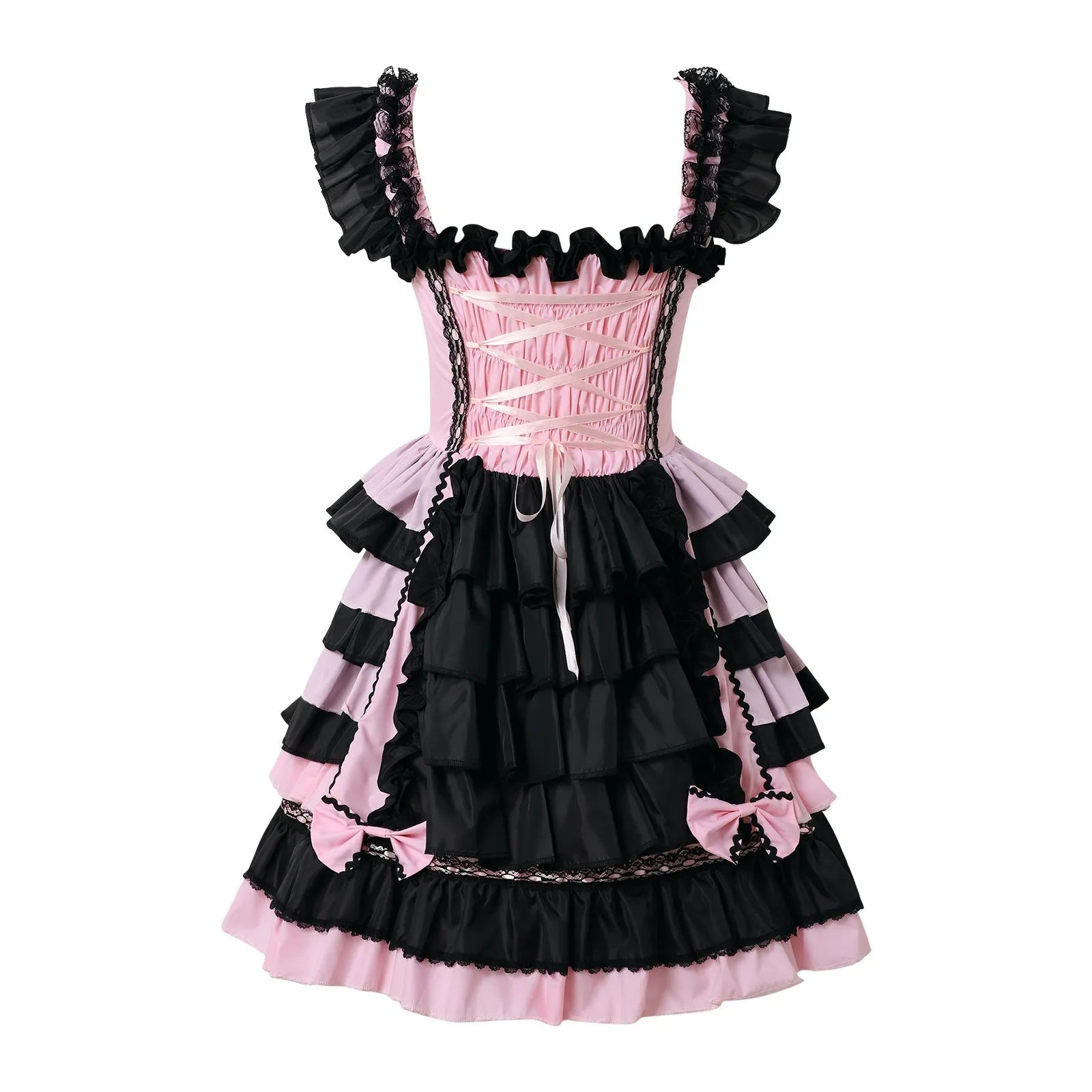Sweet Lolita Dress Princess Lace Court Skirts Cosplay Costumes Fashion Women Vintage Gothic Bow Lace Gothic Wedding Dress