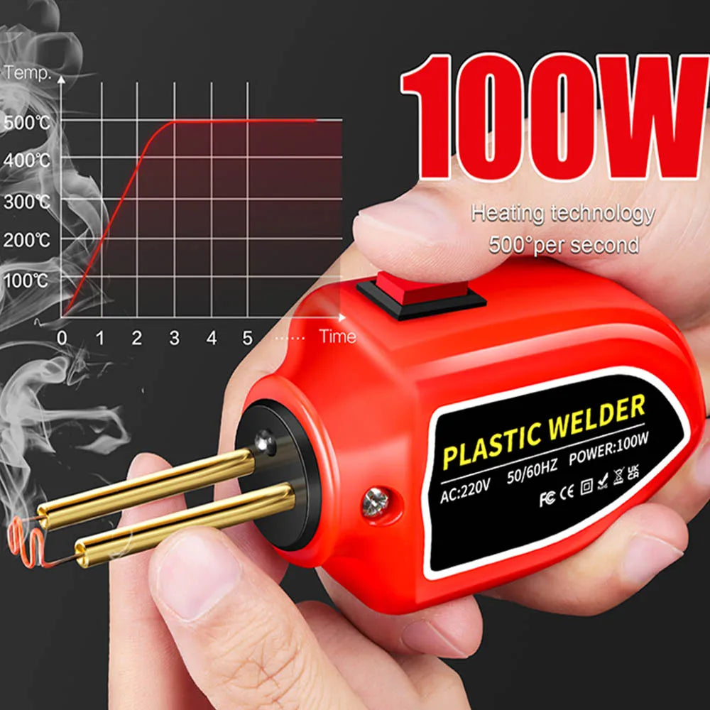 100w Plastic Welder, Plastic Welding Iron, Car Bumper Dashboard Kayak Canoe Repairs Tools Hot Staples Weld Gun Repair Kit