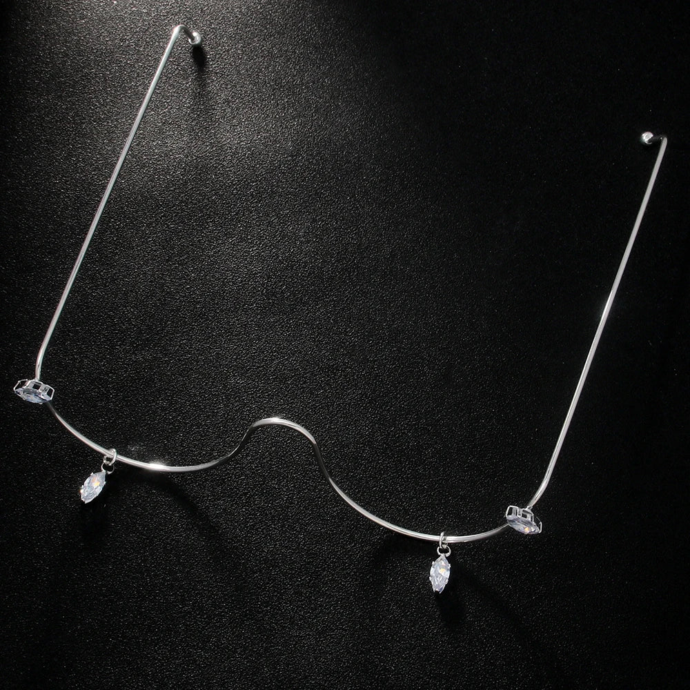 Stonefans Crystal Geometeic Eyeglasses Frame Pendant Water Drop Party Charm Lady Rhinestone Y2k Face Jewelry No Lens Nightclub
