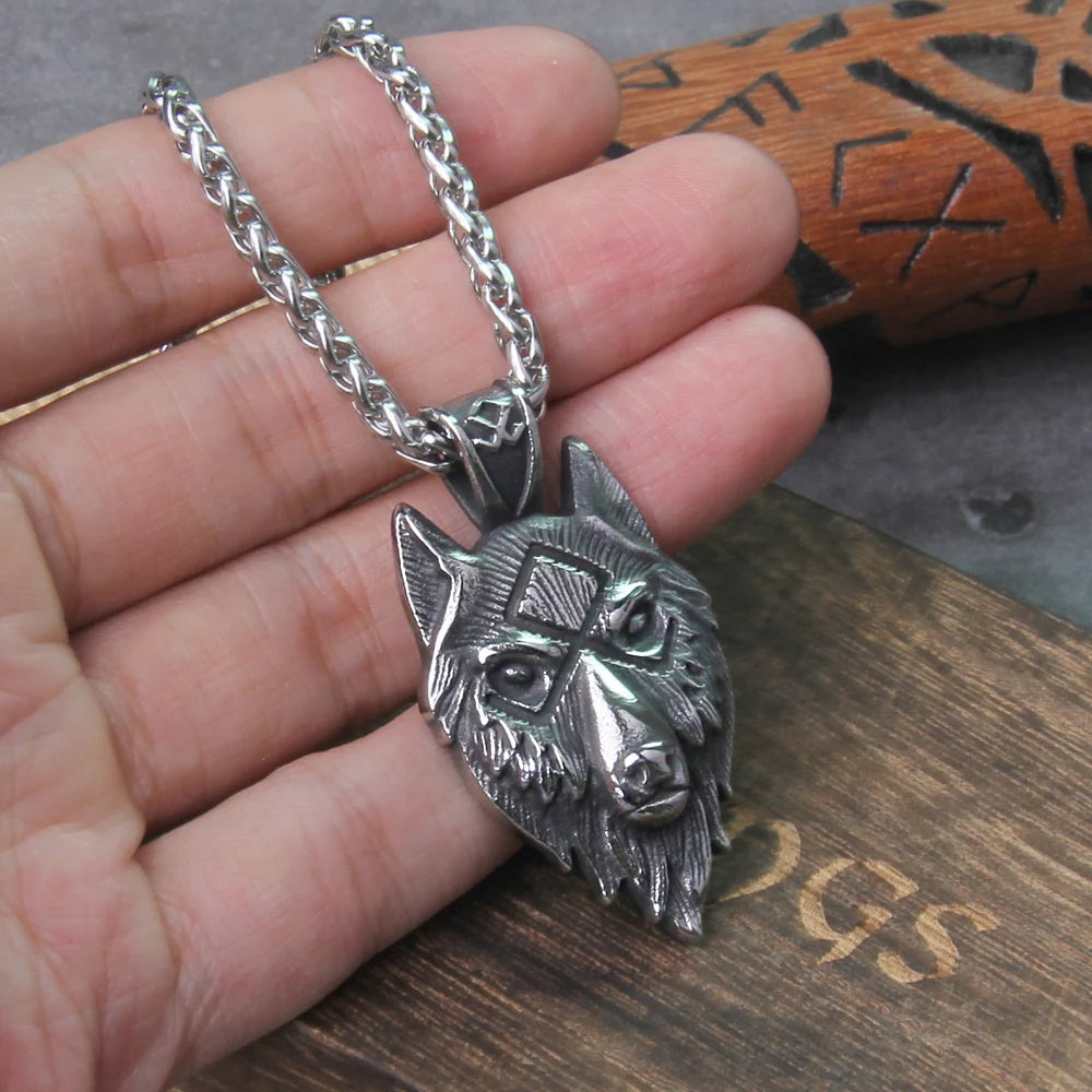 Stainless Steel Necklaces Wolf Head Animal Hip Hop Pendants Men's Chain Choker Sweater Necklace For Women Jewelry Party Gifts