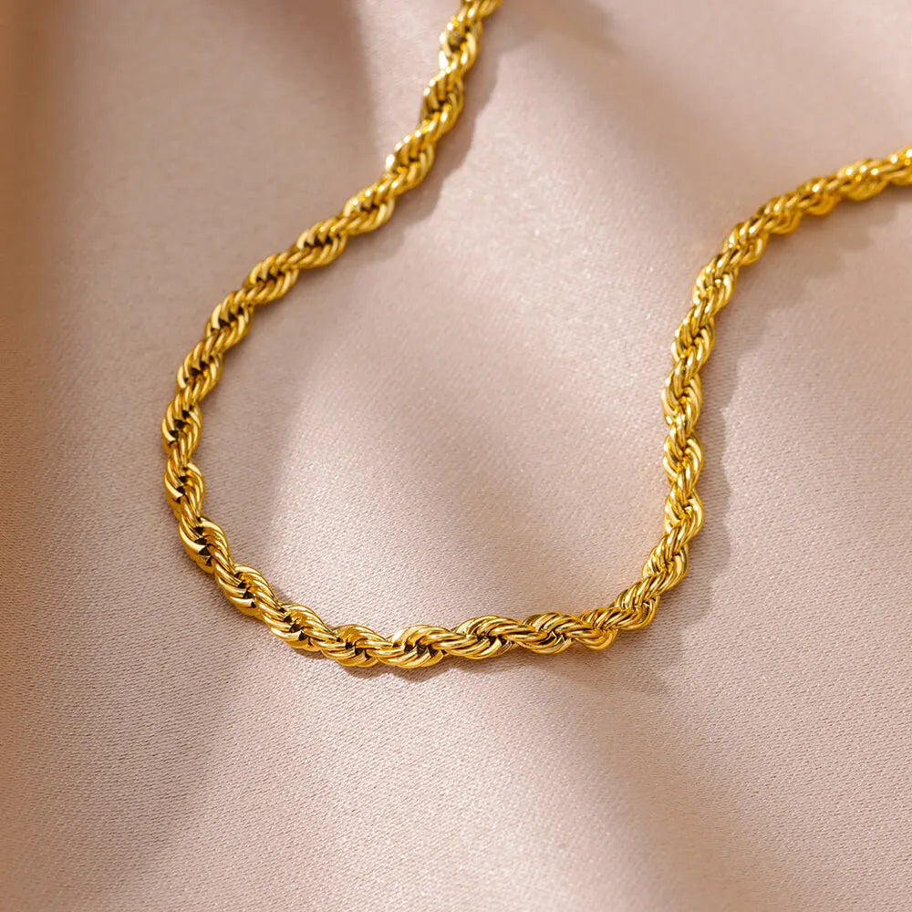 Anklets for Women Stainless Steel Twist Chain Anklet Summer Foot Bracelets Beach Accessories 2024 Trendy Jewelry Birthday Gift