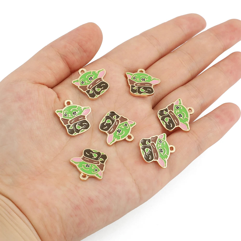 Wholesale 20pc Disnes Sta War Baby Yoda Grogu Mandalorian Charms New Alloy Metal Drop Oil DIY Bracelet Necklace Jewelry Making
