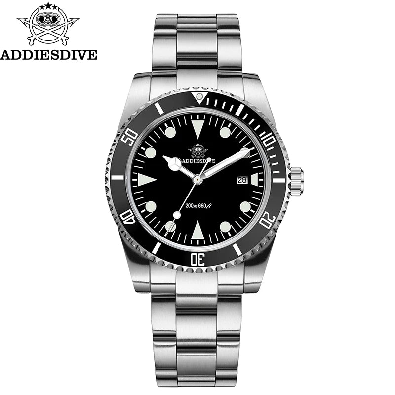 ADDIESDIVE Luxury Men's Analog Watch BGW9 Luminous Ceramic Bezel Bubble Mirror Glass Diver's Watch 200m Quartz Watches AD2068