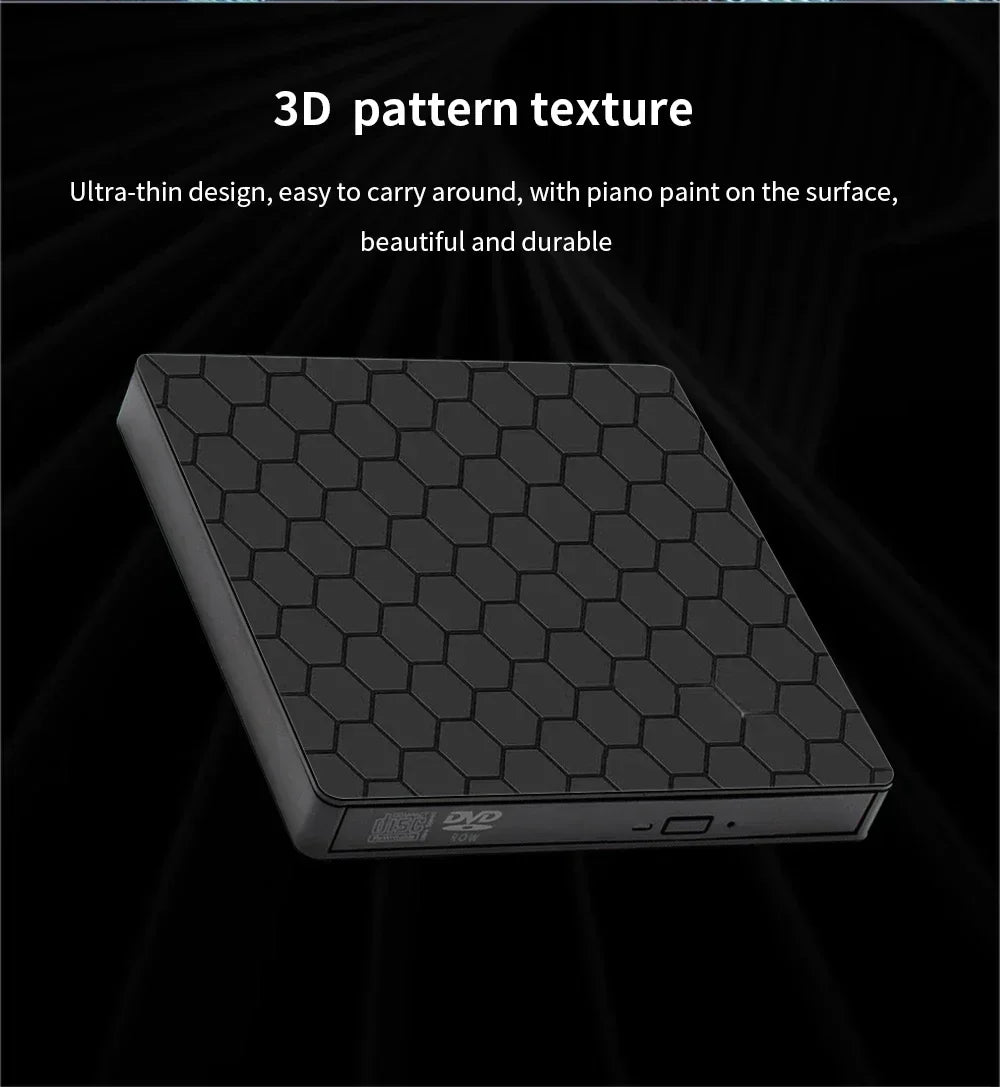 External DVD Drive 2 in 1 USB 3.0 Type-C Portable DVD RW CD Writer Drive Reader Player Optical Drives for Laptop PC DVD Burner