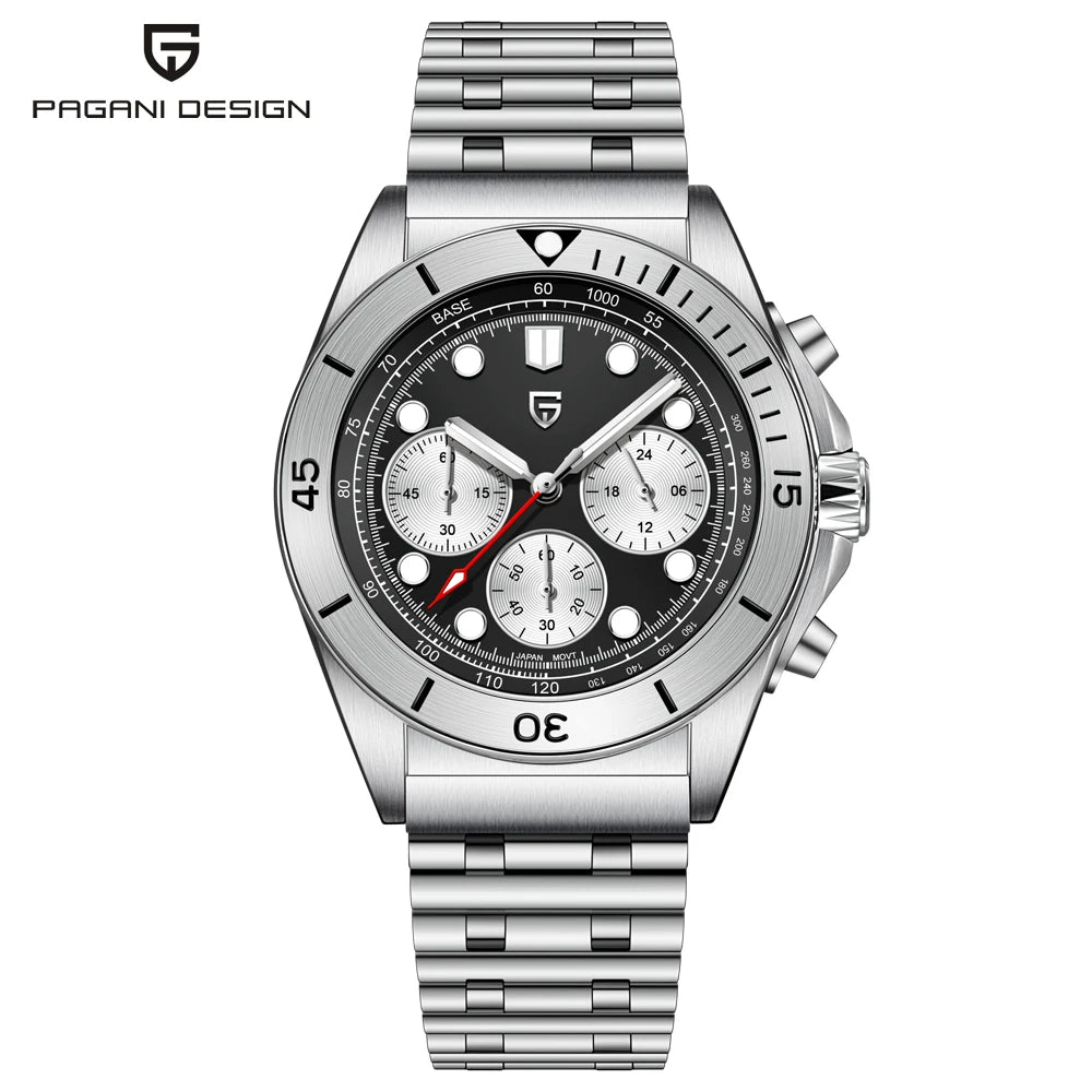 PAGANI DESIGN Chronograph Quartz Watch For Men Stainless steel Diving Wristwatch men Luxury Sapphire glass 2023 New Mens Watches
