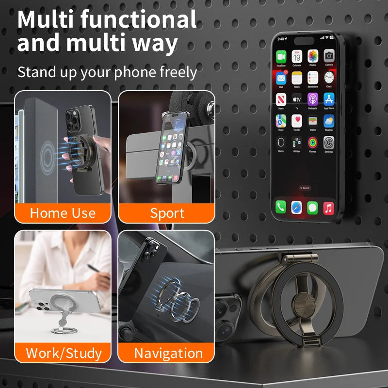 For Double-Sided Magnetic Phone Ring Holder for MagSafe Kickstand Magnet Grip for iPhone 16 15 14 For Huawei Xiaomi Stand Holder