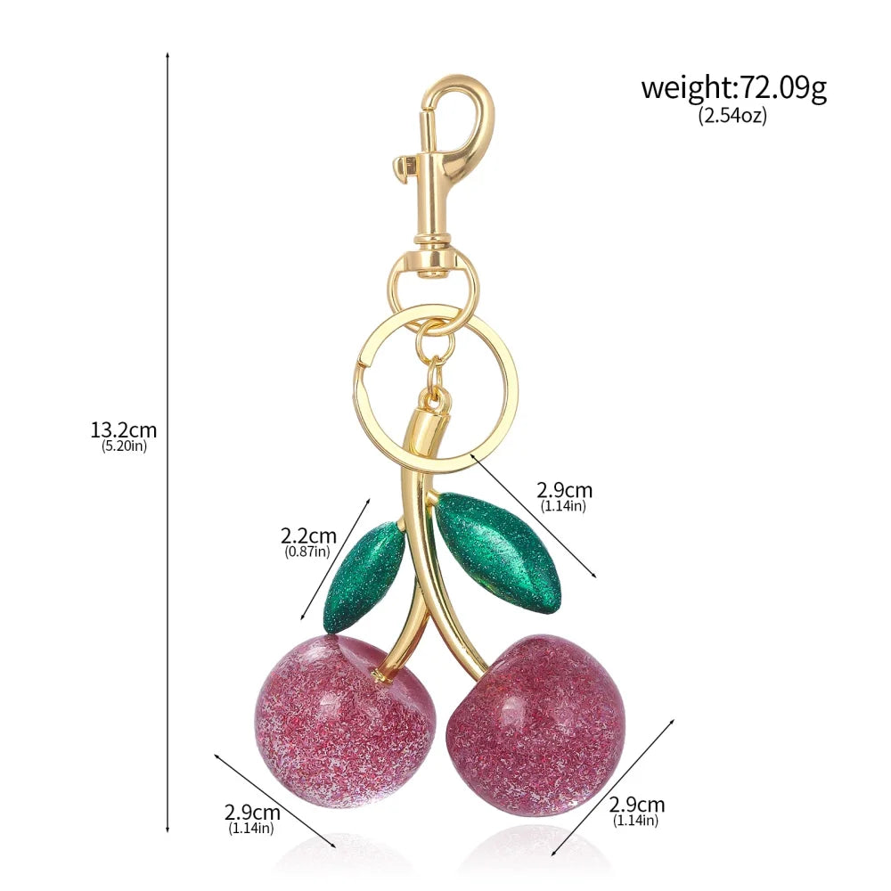 Trendy Red Cherry Pendant Keychain for Women Cute Bag Decorations Multifunctional Jewelry Car Key Accessories Charm Keyring Gift