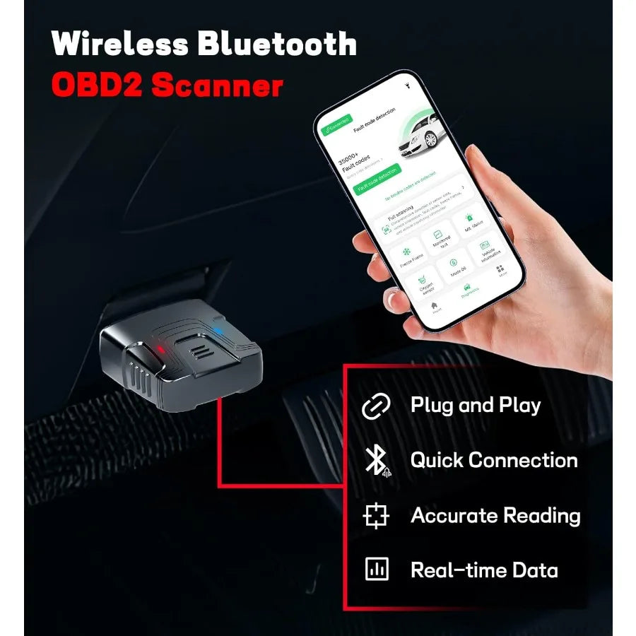 Bluetooth OBD2 Scanner for Cars Wireless OBD2 Scan Tools Code Reader for iPhone Android Wireless Auto Diagnostic Tool to Read a