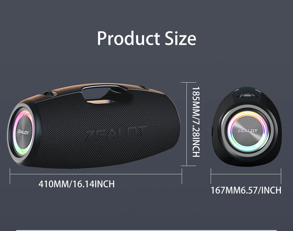 ZEALOT S78 100W Wireless Speakers, DSP Technology ,Dream Light, Outdoor Portable Subwoofer Speaker , Dual Pairing,24000mAh.
