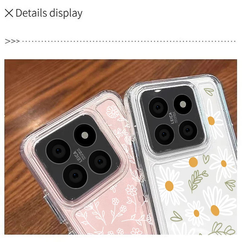 For Xiaomi Redmi Note 14 Pro 5G Case Lovely Cartoon Line Flower Print Clear Soft Cover For Funda Redmi Note 14 13 12 Pro 5G 11