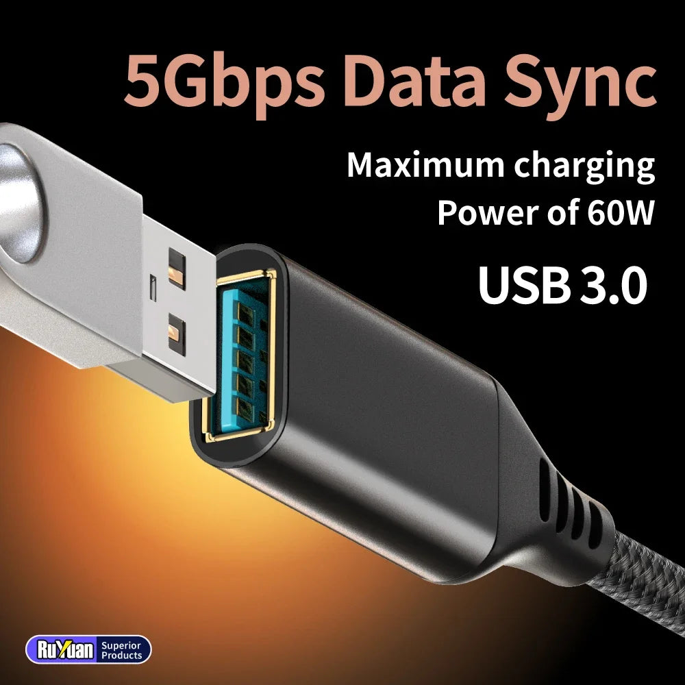 USB3.0 Extensions Cable Type A Male to Female Sturdy Braided Material Fast Data Transfer Compatible with USB Keyboard,Mouse