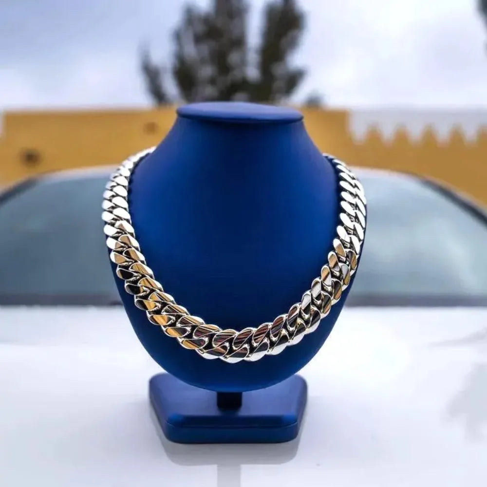 12mm-22mm Silver Color Stainless Steel Cuban Miami Chains Necklaces Big Heavy Round Link Chain for unisex Hip Hop Rock jewelry