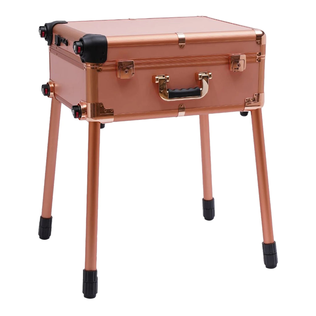 12V Make-up Table with 4 Castors & Lighting & Mirror & Lock, Professional Make-up Station, Adjustable Legs, Cosmetic Organizer B