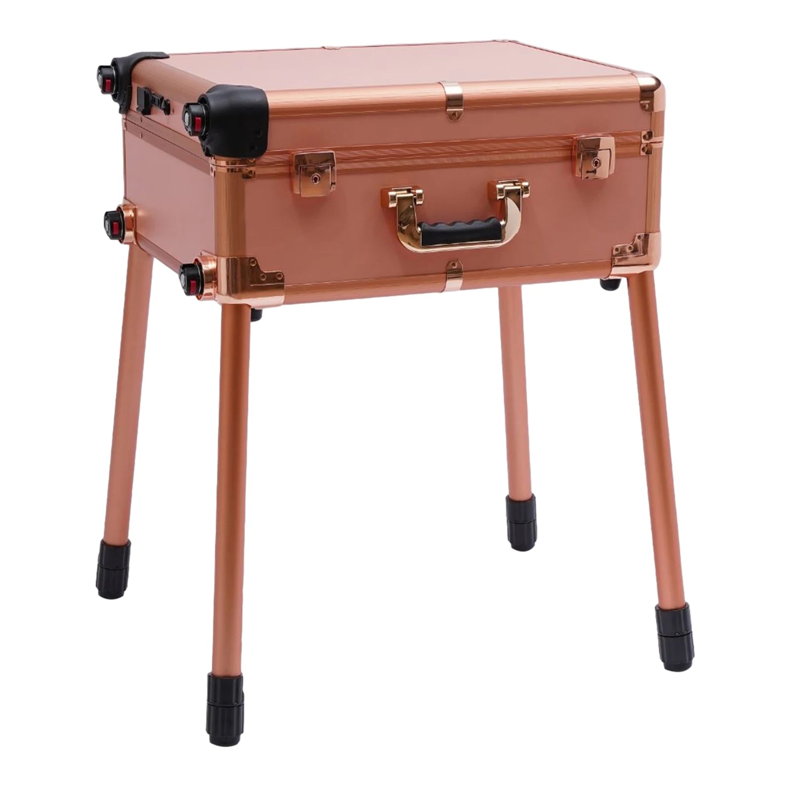 12V Make-up Table with 4 Castors & Lighting & Mirror & Lock, Professional Make-up Station, Adjustable Legs, Cosmetic Organizer B