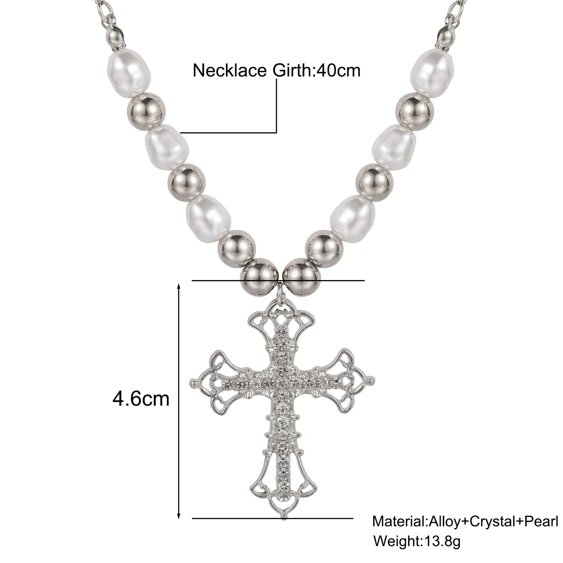 Gothic Big Zircon Cross Necklace Unisex Y2K Irregular Goth Large Cross Pendant Necklaces  for Men Women Couple Necklace Jewelry