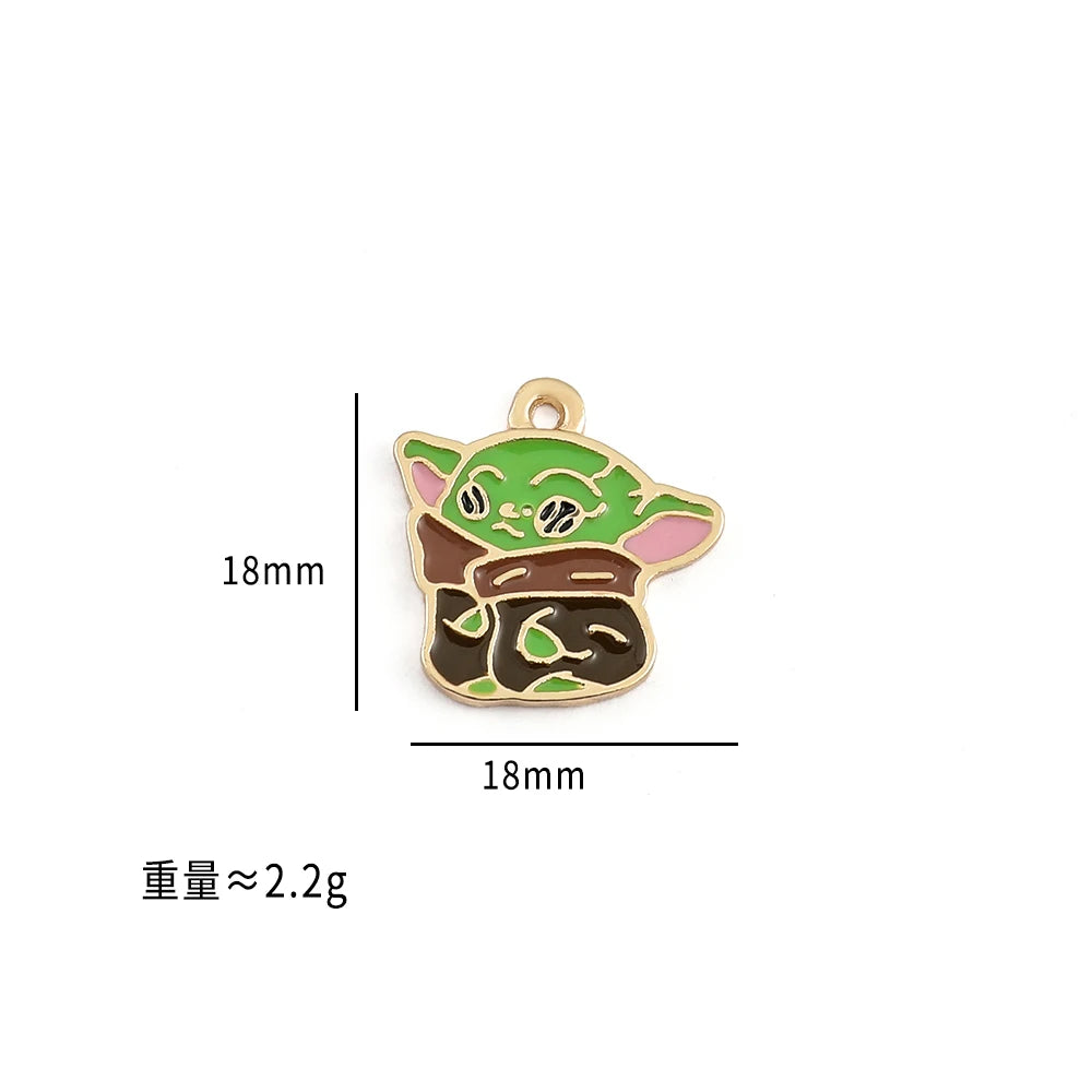 Wholesale 20pc Disnes Sta War Baby Yoda Grogu Mandalorian Charms New Alloy Metal Drop Oil DIY Bracelet Necklace Jewelry Making