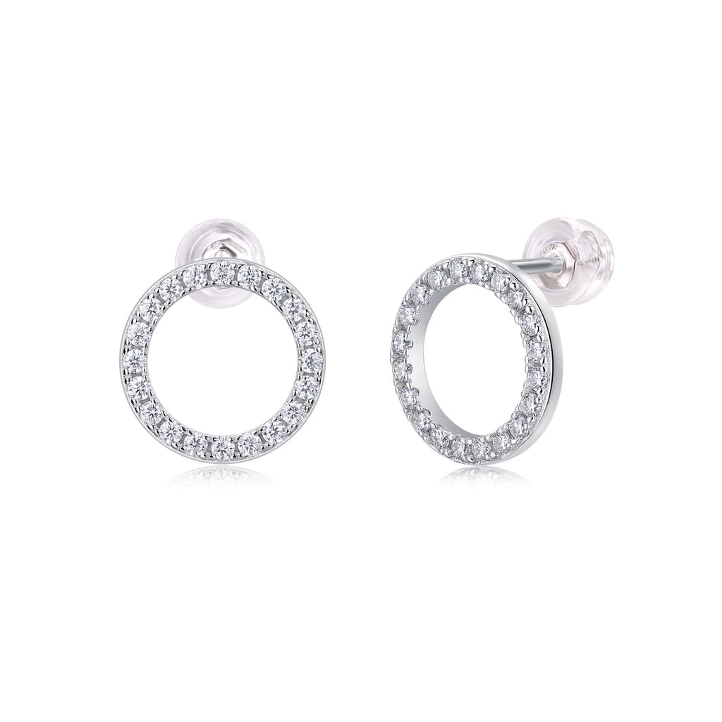 1pair Moissanite Earrings Open Circle Studs 925 Sterling Silver 18K Gold Plated Elegant Jewelry Comes with GRA Certificate