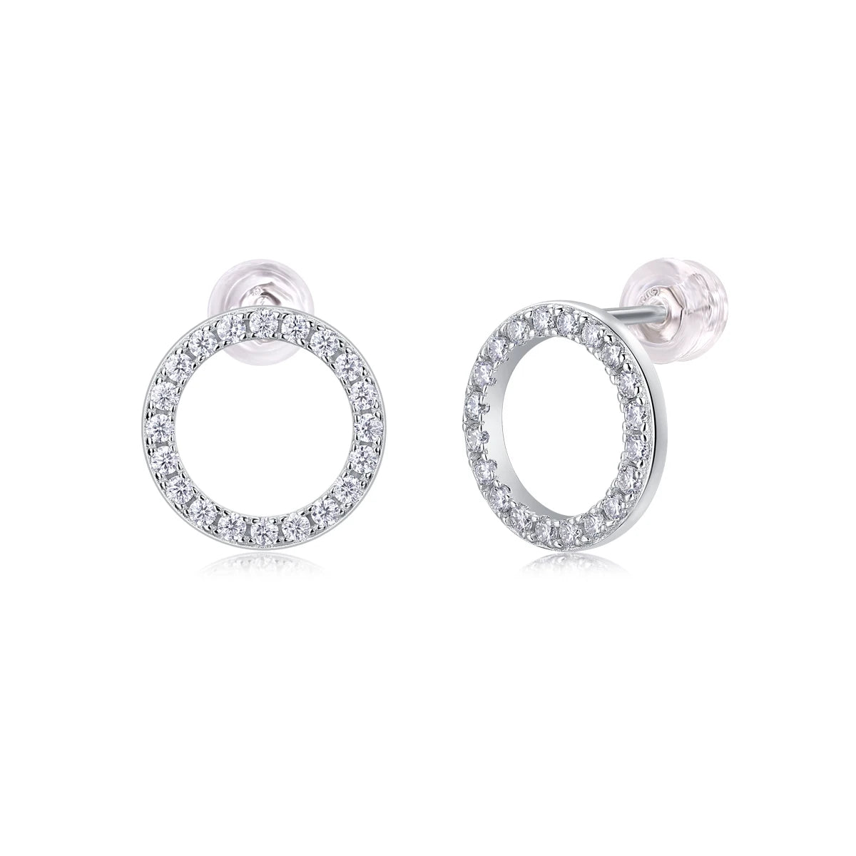 1pair Moissanite Earrings Open Circle Studs 925 Sterling Silver 18K Gold Plated Elegant Jewelry Comes with GRA Certificate