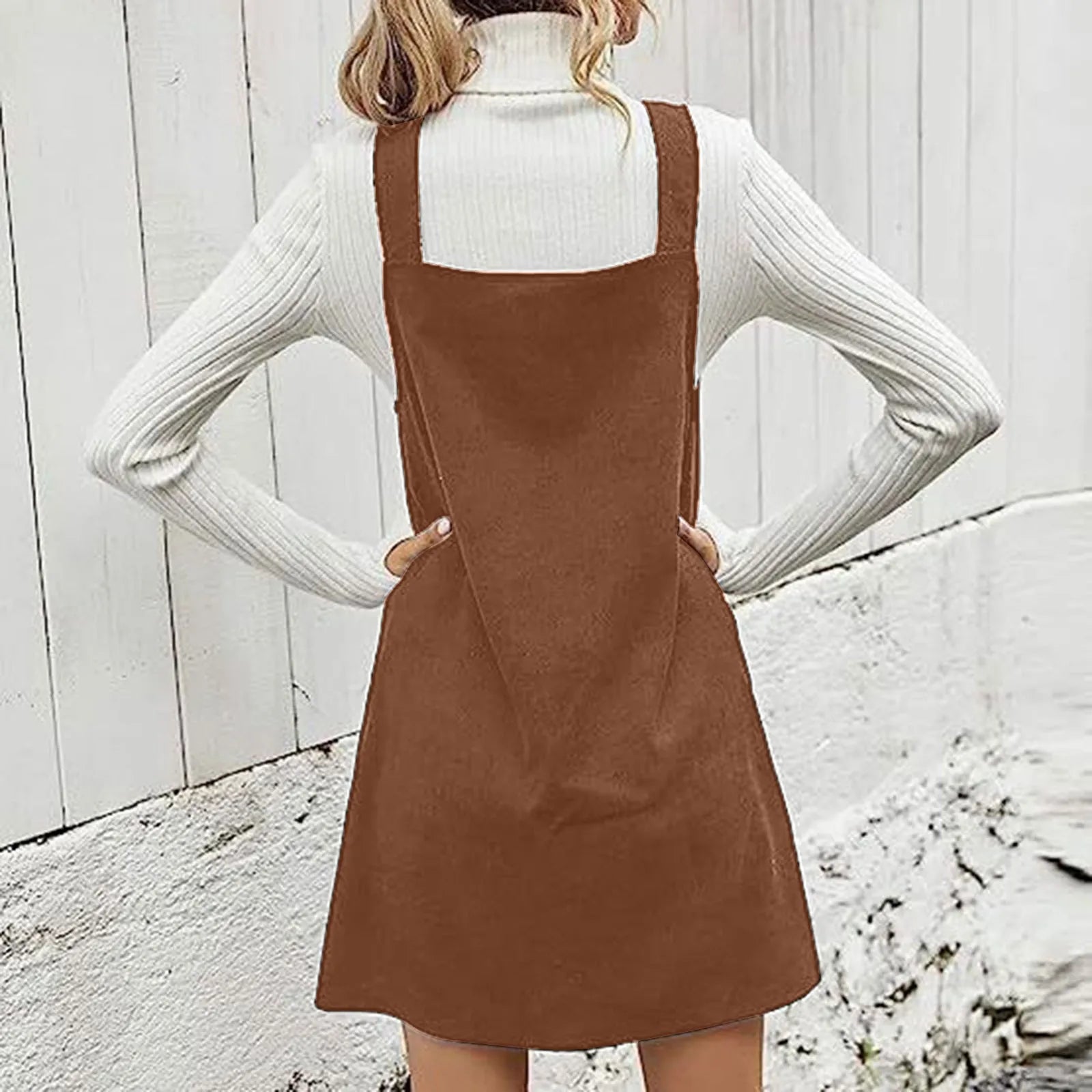 Women'S Dungaree Dress Corduroy A Line Mini Casual Outfits For Women A Line Dresses Mid Length Evening Dress