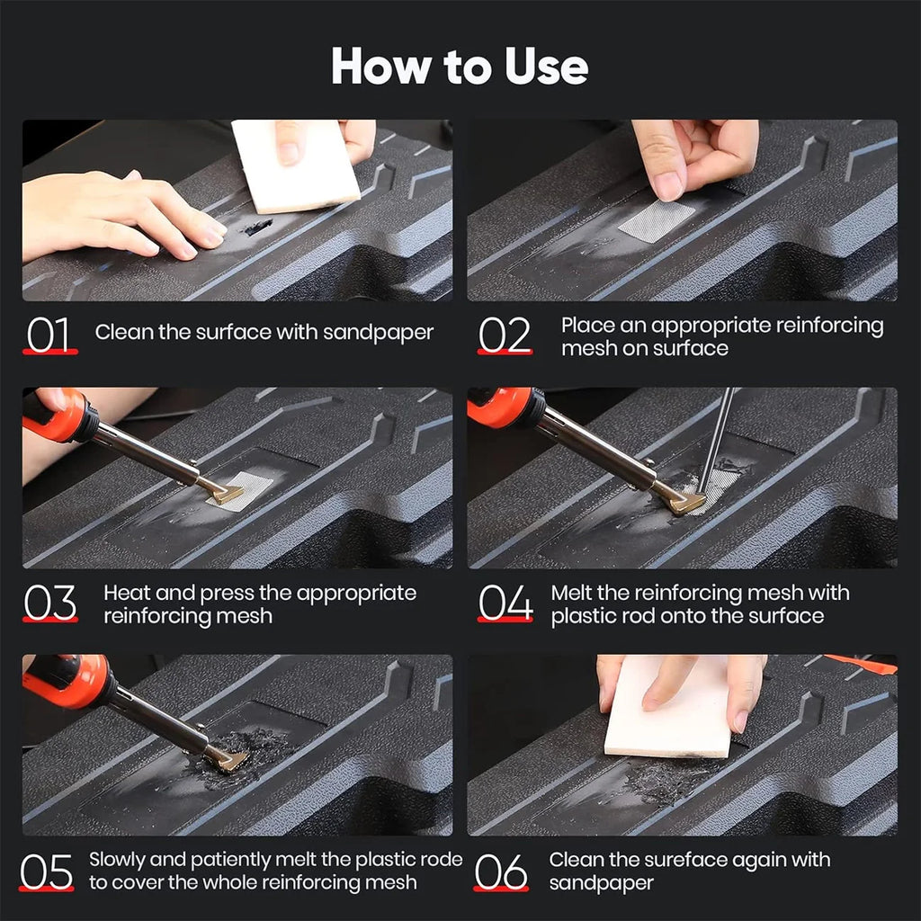 100w Plastic Welder, Plastic Welding Iron, Car Bumper Dashboard Kayak Canoe Repairs Tools Hot Staples Weld Gun Repair Kit