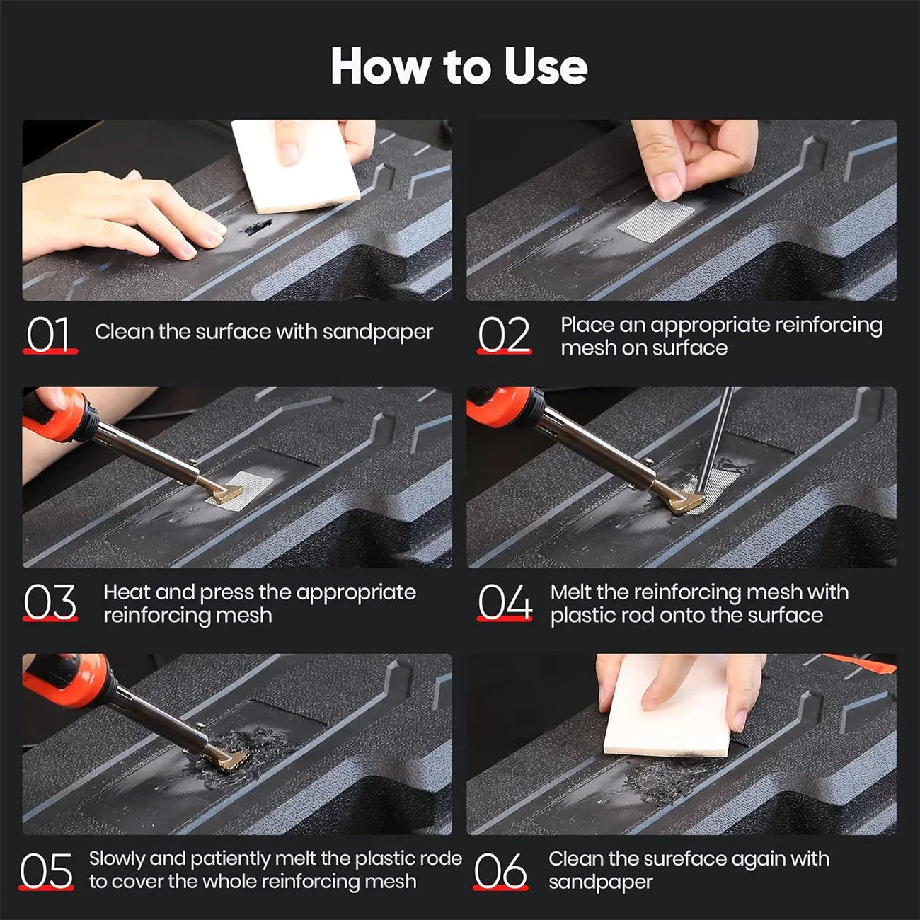 100w Plastic Welder, Plastic Welding Iron, Car Bumper Dashboard Kayak Canoe Repairs Tools Hot Staples Weld Gun Repair Kit