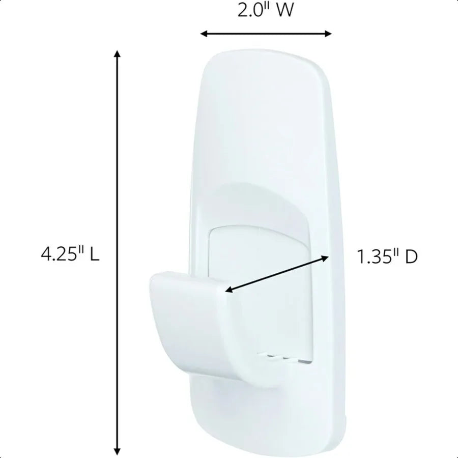 7.5 lb Jumbo Utility Hook 2 Hooks and 4 Strips Damage Free Hanging Wall Hooks with Adhesive Strips No Tools Adhesive Hooks for