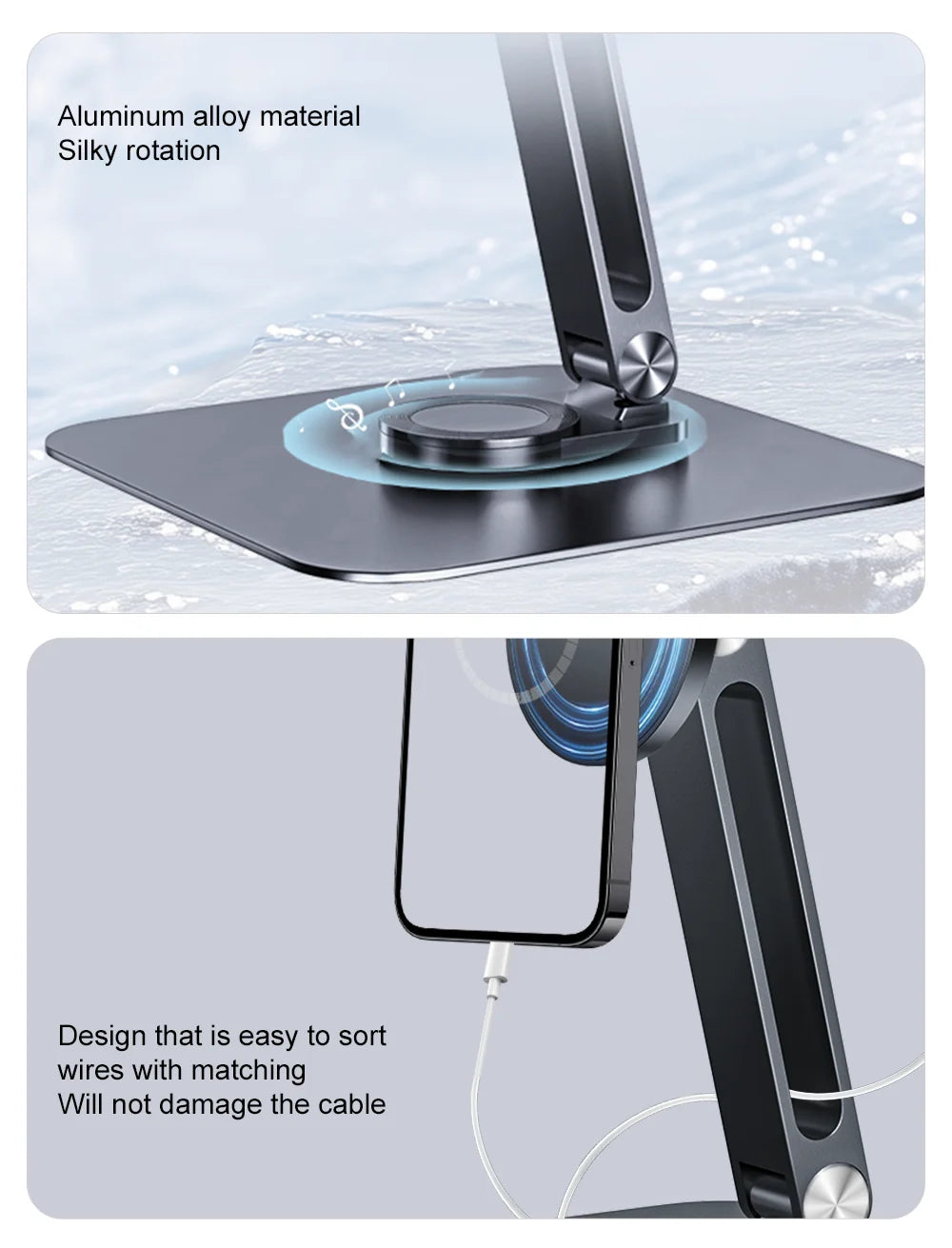 Magnetic Metal Stand 360° Rotating Bracket Universal Holder for 7-21.5 inch Portable Monitors iPads iPhone