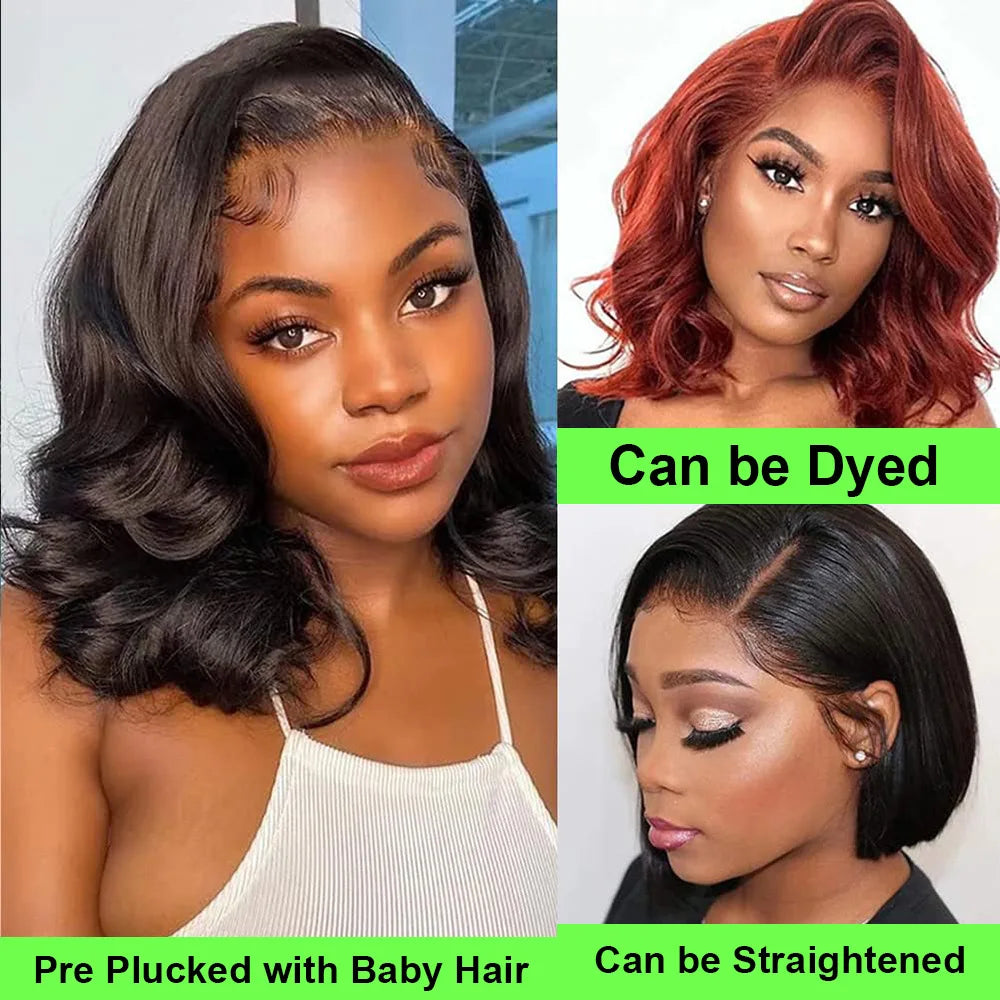 Pre Cut No Glue Glueless Wig Human Hair Ready to Wear Short Bob Wig Body Wave 13x4 Lace Frontal Wigs 100% Human Hair on Sale