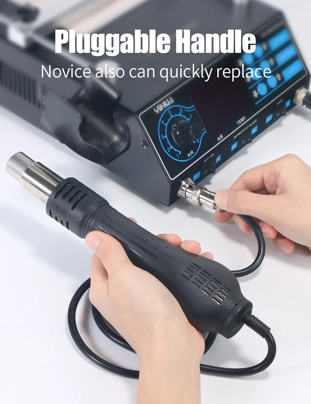 YIHUA 853AAA Preheating Rework Soldering Station 3in 1 Hot Air Gun Soldering Iron Welding Repair Tools BGA Desoldering Stations