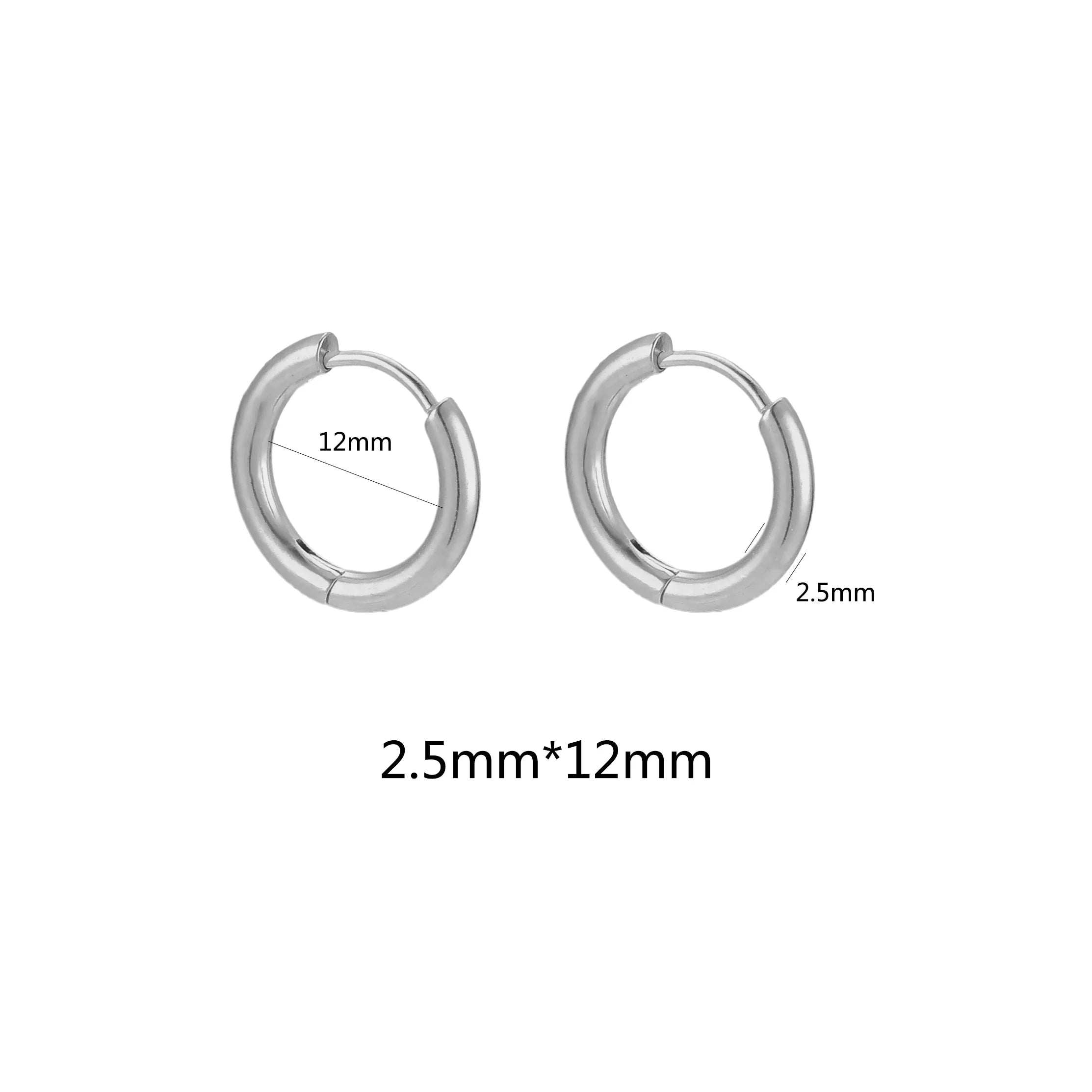 6pcs Stainless Steel Hoop Earrings Women Earrings Men Punk Hiphop Bijoux Gift Fashion Plated 18K Gold Jewelry Piercing Accessory