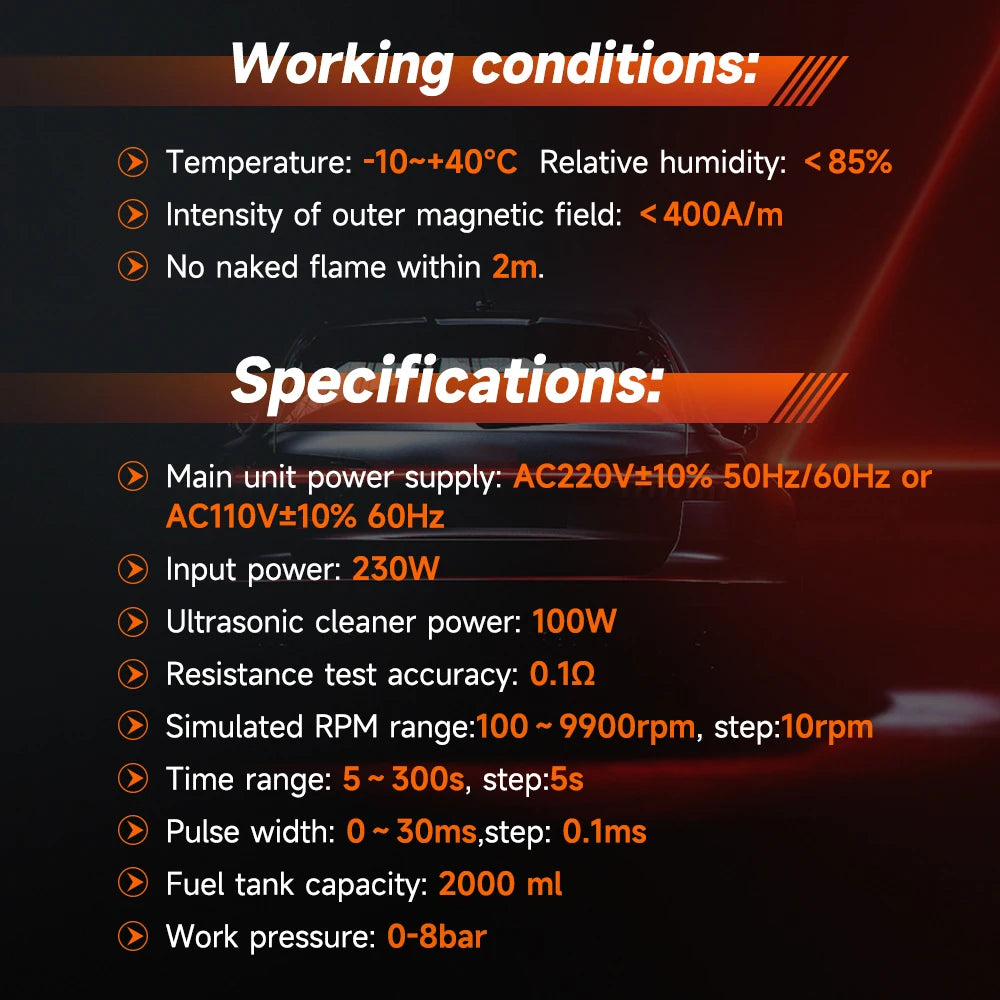 ANCEL ANJ600 6-Cylinder GDI Ultrasonic Fuel Injector Cleaner Tester  110/220V Car Motorcycle Ultrasonic Cleaning Auto Tools