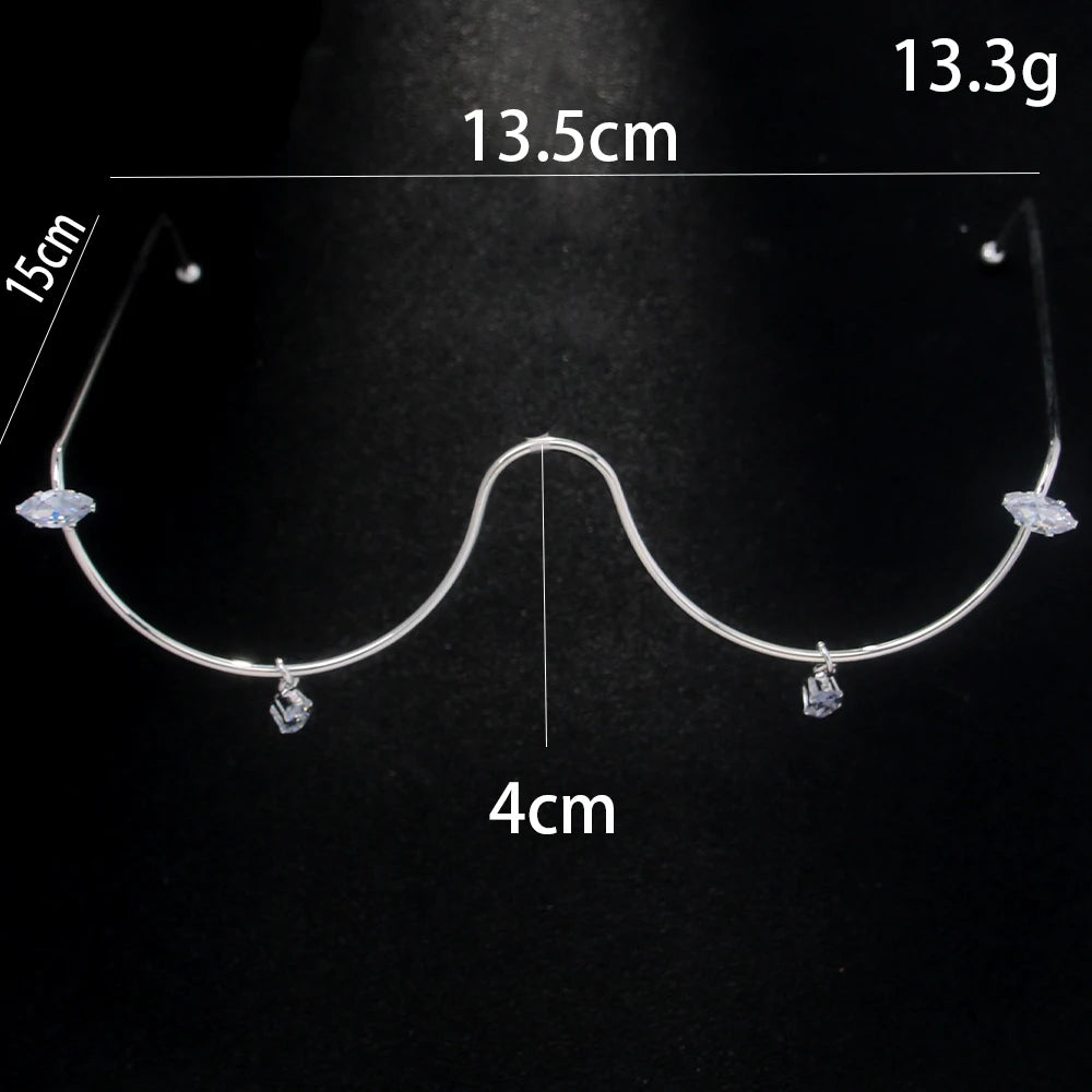 Stonefans Crystal Geometeic Eyeglasses Frame Pendant Water Drop Party Charm Lady Rhinestone Y2k Face Jewelry No Lens Nightclub