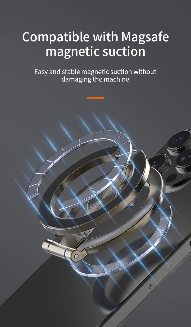 For Double-Sided Magnetic Phone Ring Holder for MagSafe Kickstand Magnet Grip for iPhone 16 15 14 For Huawei Xiaomi Stand Holder