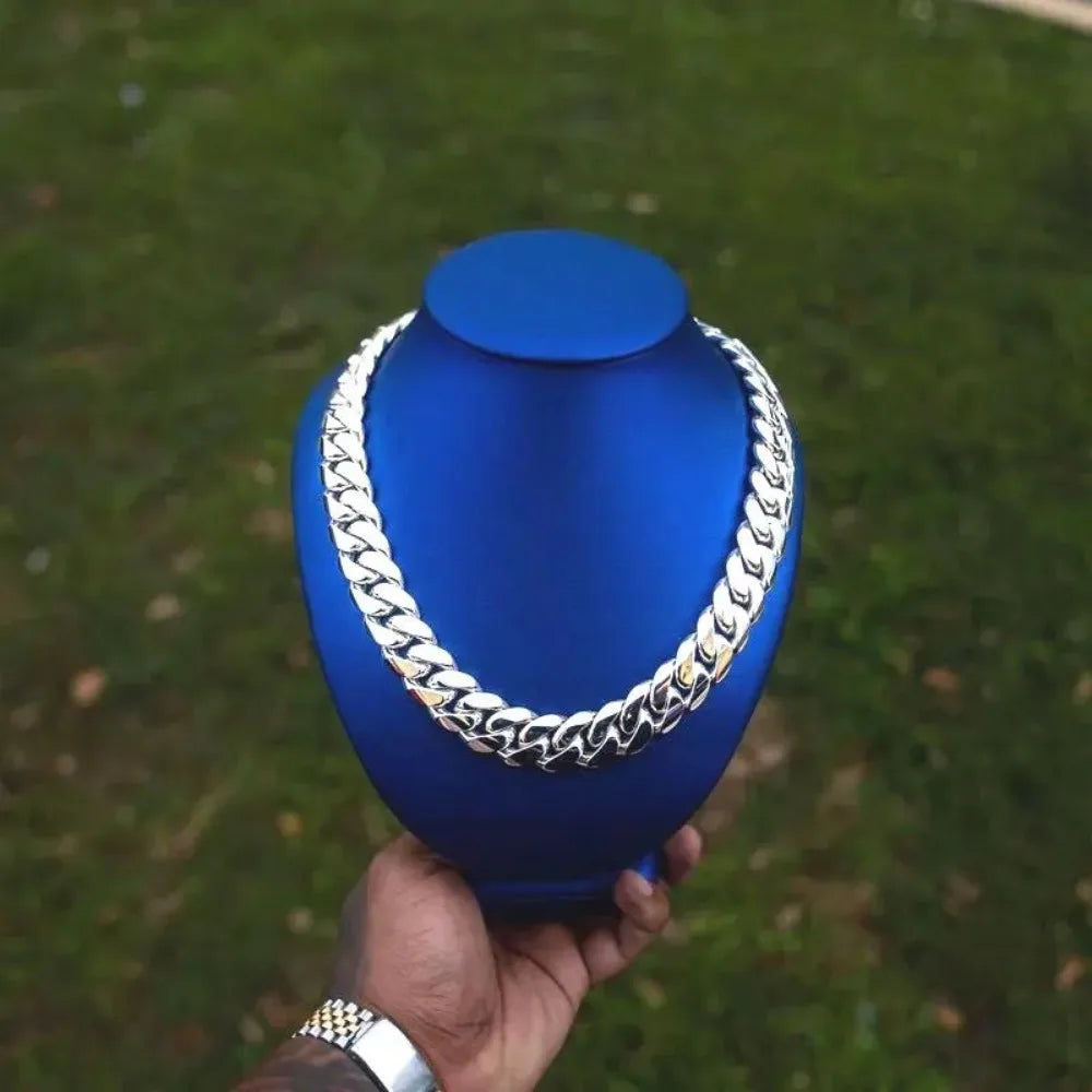 12mm-22mm Silver Color Stainless Steel Cuban Miami Chains Necklaces Big Heavy Round Link Chain for unisex Hip Hop Rock jewelry