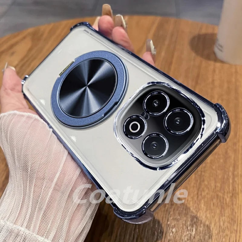 360° Rotating Shockproof Plating Magnetic Bracket For Magsafe Case on For funda Huawei Honor X7C X7B HonorX7C X7 C B Soft Cover