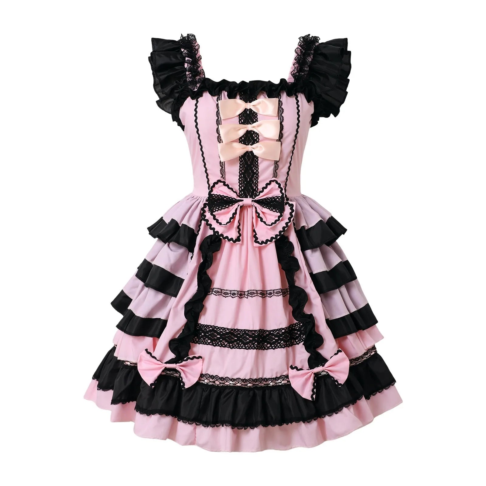 Sweet Lolita Dress Princess Lace Court Skirts Cosplay Costumes Fashion Women Vintage Gothic Bow Lace Gothic Wedding Dress