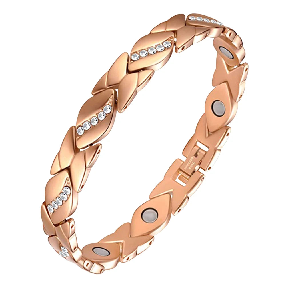 Leaves Magnetic Bracelet with 3500 Gauss Magnets Magnetic Therapy Bracelet Pure Copper for Women Men Jewelry Gift