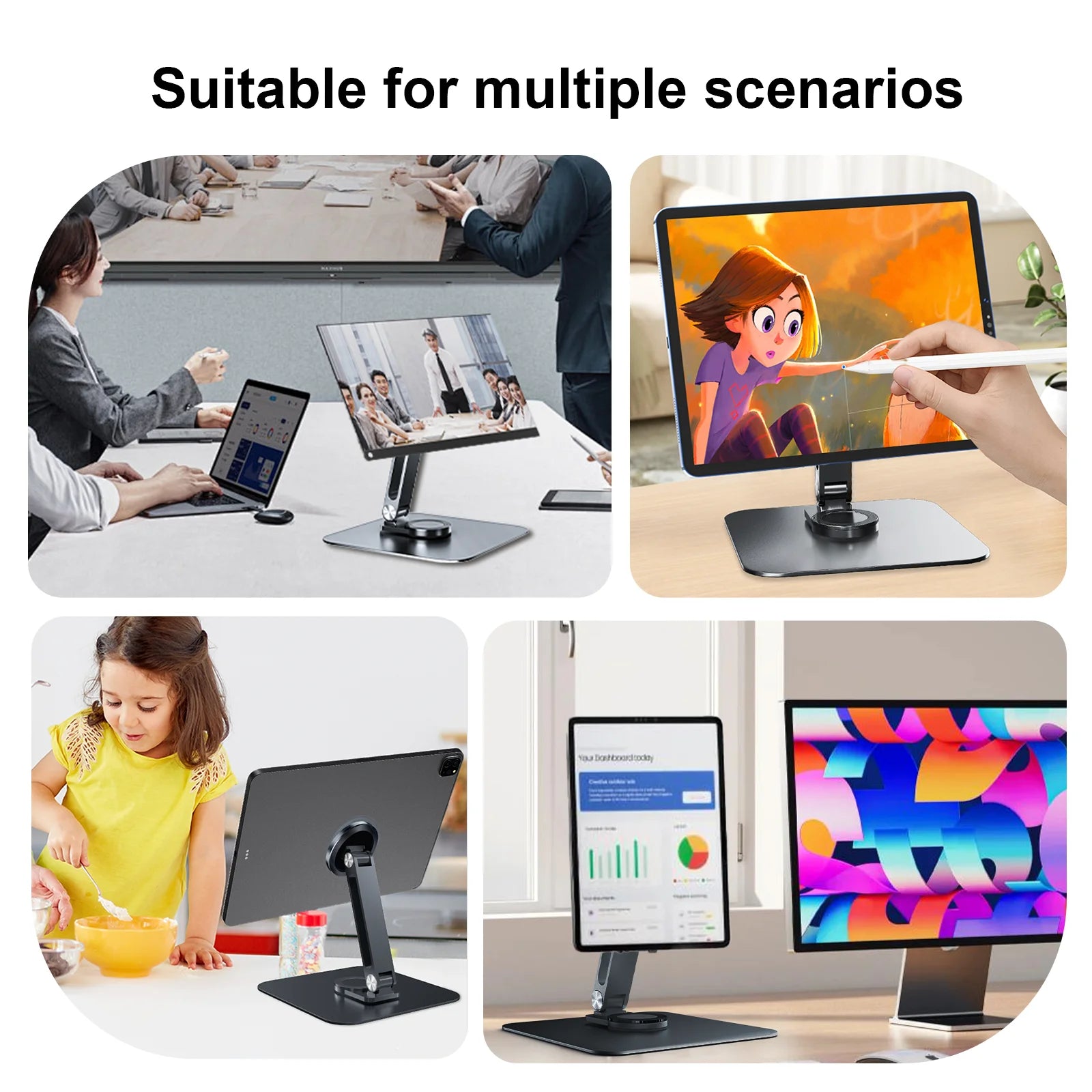 Magnetic Metal Stand 360° Rotating Bracket Universal Holder for 7-21.5 inch Portable Monitors iPads iPhone